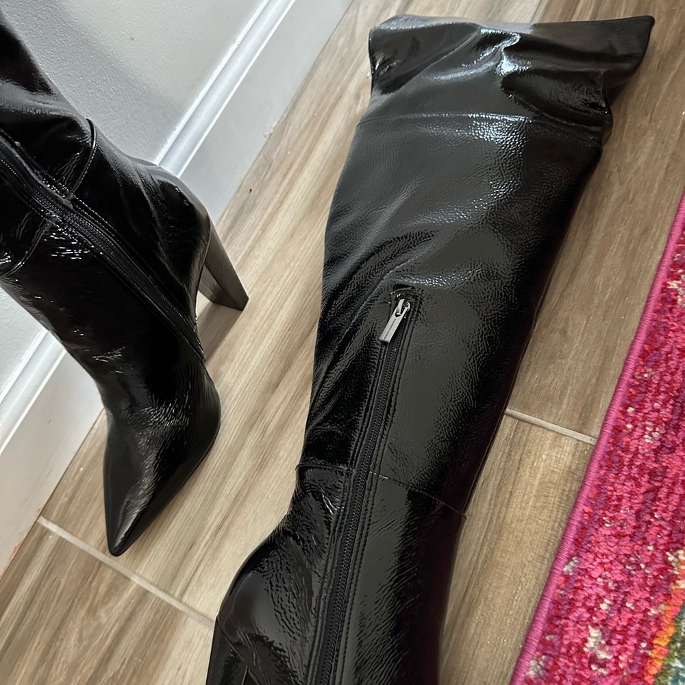 Vince Camuto Minnada Shiny Black Over-the-Knee Boots Wide Calf - Picture 5 of 10
